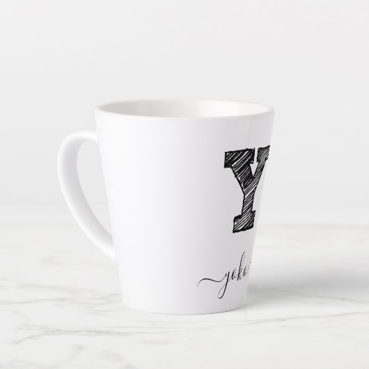 Retro Sketch Monogram Letter Y, Latte Mok (Linkerhoek)