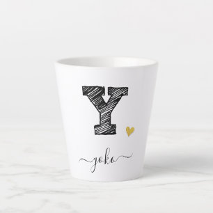 Retro Sketch Monogram Letter Y, Latte Mok