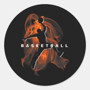 Retro Sketll Speler Liefhebber Sportteam Jongens M Ronde Sticker