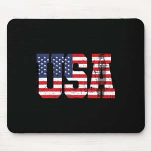 Retro Sketll Speler Silhouet Amerikaanse Vlag Vs Muismat