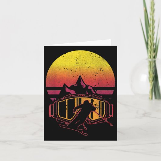 Retro Ski Driver Grappig Skiën Kaart (Voorkant)