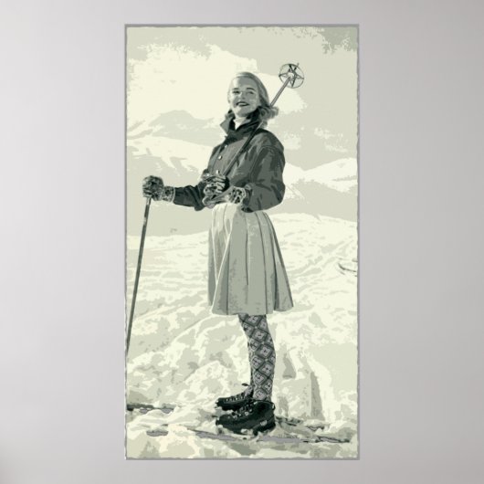 RETRO SKI GIRL SPORT POSTER (Voorkant)