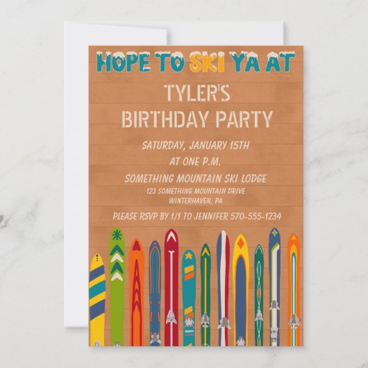 Retro Ski Lodge Any Occasion Custom Party Kaart (Voorkant)