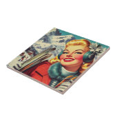 Retro Ski Meisje Tegeltje (Zijkant)