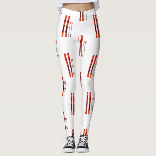Retro Ski Pattern  Leggings (Voorkant)