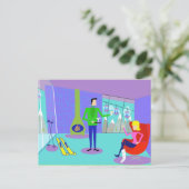 Retro Ski Vacation Briefkaart (Staand voorkant)