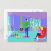 Retro Ski Vacation Briefkaart (Voorkant / Achterkant)