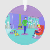 Retro Ski Vacation Kerstmis Ornament (achterkant)