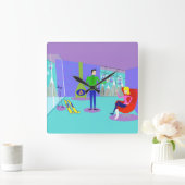 Retro Ski Vacation Wall klok (Huis)