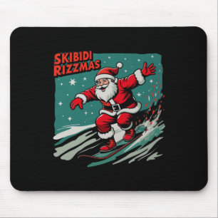 Retro Skibidi Rizzmas Funny Santa Clause Schaatsen Muismat