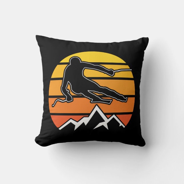 Retro Skiën Kussen (Voorkant)