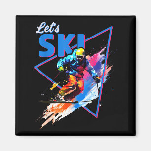 Retro skien poeder vintage ski kleur shred ontwerp magneet
