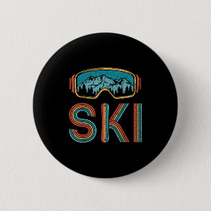 Retro Skiën Vintage 80s 90s Snowboarden Skiers M Ronde Button 5,7 Cm