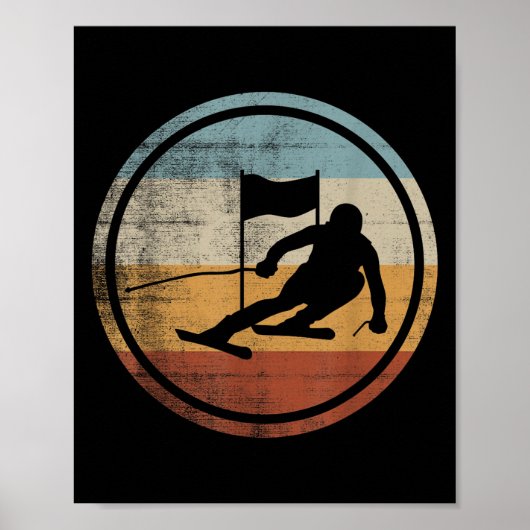 Retro Skiër Design Skiën Slalom Poster (Voorkant)