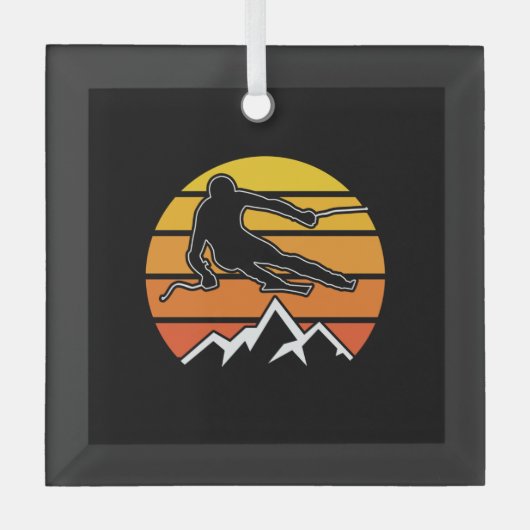 Retro Skiing Glas Ornament (Voorkant)