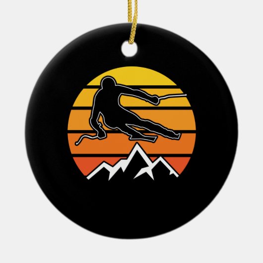 Retro Skiing Keramisch Ornament (Voorkant)
