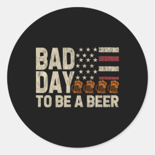 Retro Slechtedag Om Een Bier Usa Vlag Bier 4 Juli Ronde Sticker