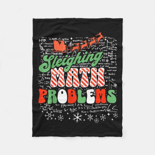 Retro Sleighing Math Problems Santa Math Teacher C Fleece Deken (Voorkant)