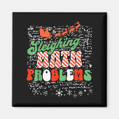Retro Sleighing Math Problems Santa Math Teacher C Magneet (Voorkant)