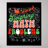 Retro Sleighing Math Problems Santa Math Teacher C Poster (Voorkant)