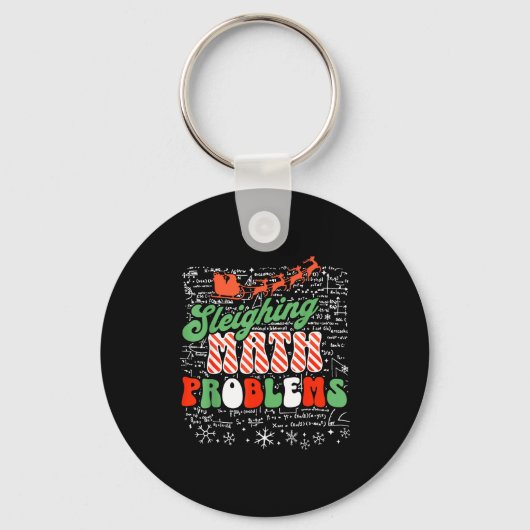 Retro Sleighing Math Problems Santa Math Teacher C Sleutelhanger (Voorkant)