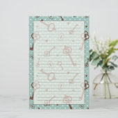 Retro Sleutels van Valentijn Briefpapier (Staand voorkant)