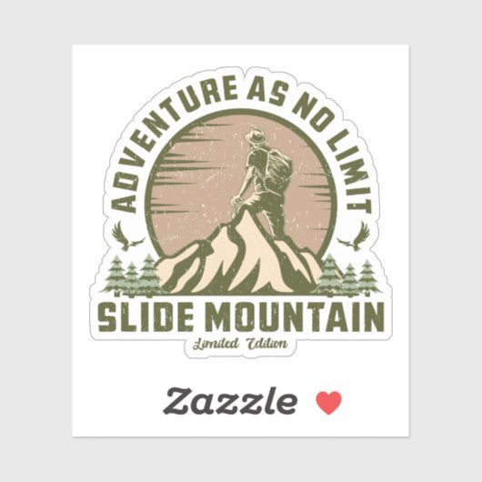 Retro Slide Mountain Hike Sticker (Vel)