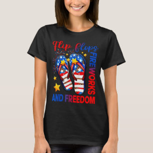 Retro slippers vuurwerk & vrijheid amerikaans t-shirt