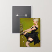  Retro Slot Machine Casino Win Pinup Girl Button (Voorkant / Achterkant)