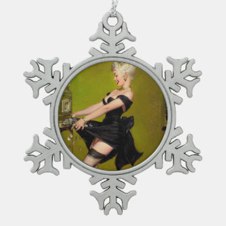 Retro Slot Machine Casino Win Pinup Girl Tin Sneeuwvlok Ornament