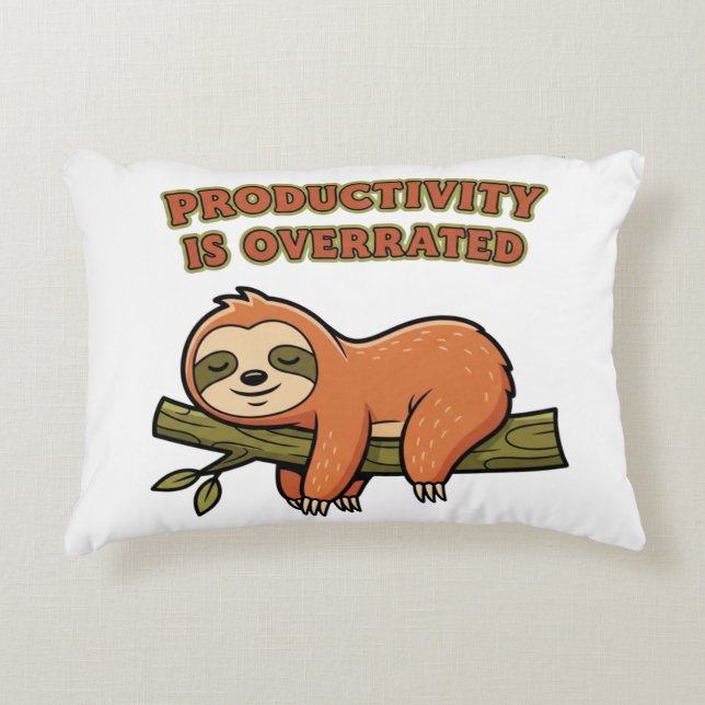 Retro Sloth Anti Productivity Rectangular Pillow Accent Kussen (Voorkant)