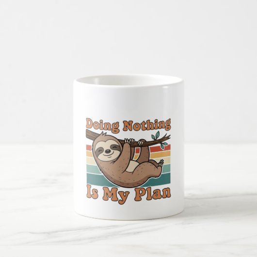 Retro Sloth Doing Nothing White Coffee Mug (Centre)