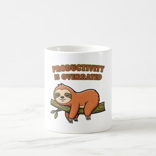 Retro Sloth Productivity Humor White Mug (Centre)