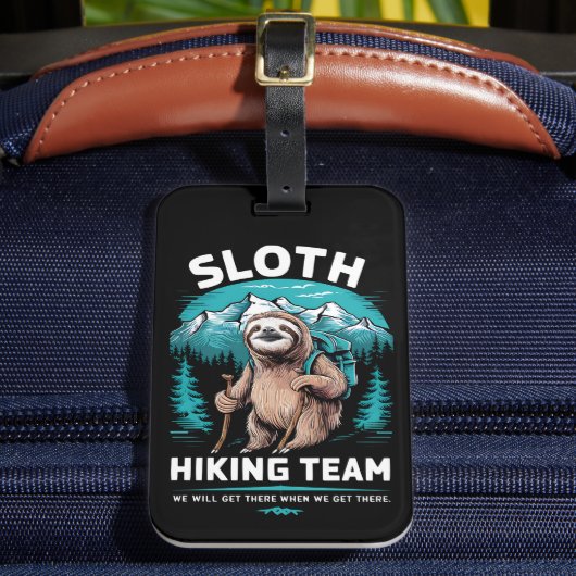 Retro Sloth Wandelteam  cadeau Bagagelabel (Voorkant Insitu 2)