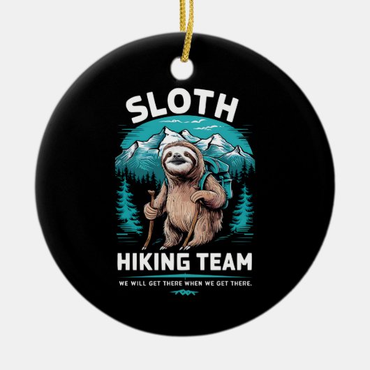 Retro Sloth Wandelteam  cadeau Keramisch Ornament (Voorkant)