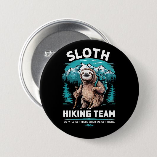 Retro Sloth Wandelteam  cadeau Ronde Button 7,6 Cm (Voorkant /achterkant)
