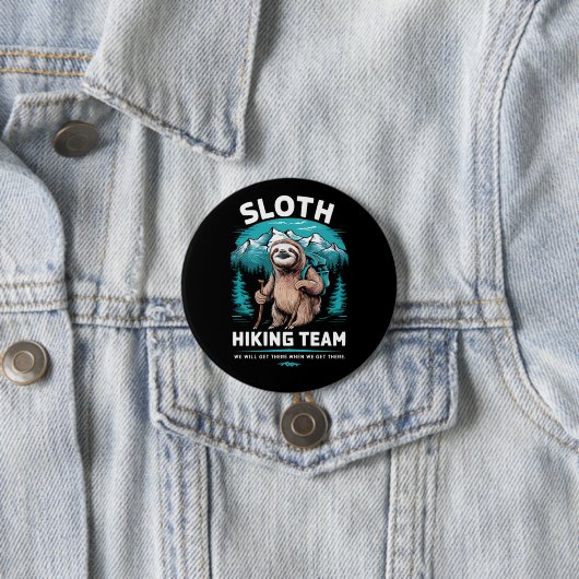Retro Sloth Wandelteam  cadeau Ronde Button 7,6 Cm (In situ)