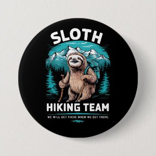 Retro Sloth Wandelteam  cadeau Ronde Button 7,6 Cm
