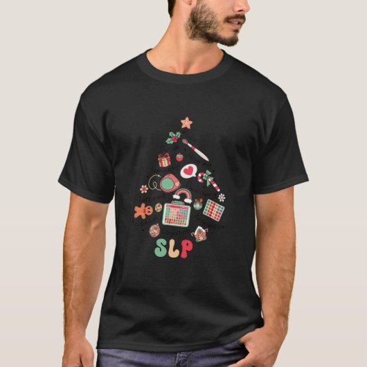 Retro SLP Spraaktaal Patholoog Kerstmis CC T-shirt (Voorkant)