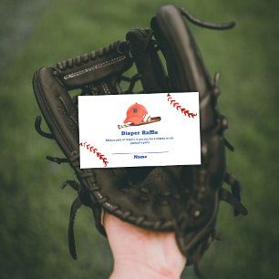 Retro Slugger Baseball Luier Raffle Baby Shower Informatiekaartje