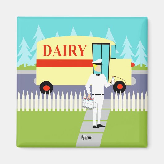 Retro Small Town Milkman Magnet Magneet (Voorkant)