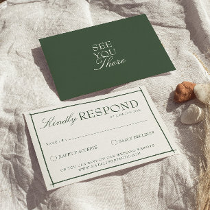 Retro Smaragdgroene Boho Oude Geld Huwelijk RSVP Kaartje