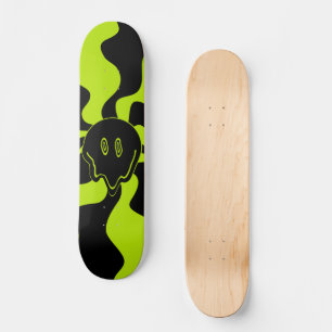 Retro smeltende glimlach in Lime Green en zwart Skateboard