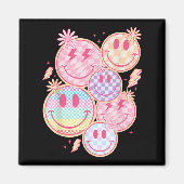 Retro Smile Face Flower Happy Face Checkered Patte Magneet (Voorkant)