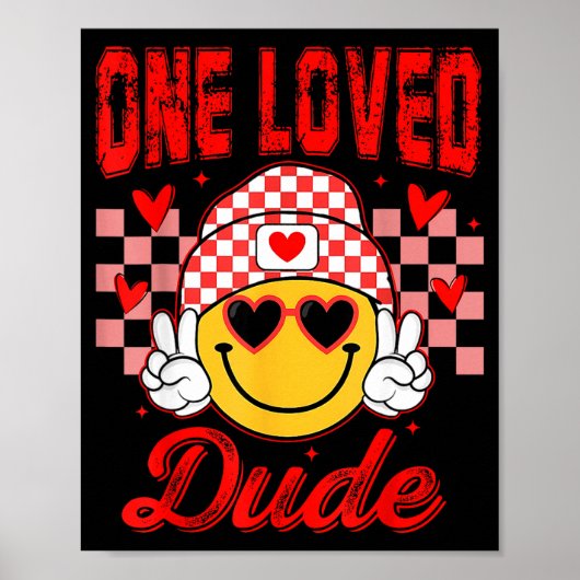 Retro Smile Face One Loved Dude Valentines Day Men Poster (Voorkant)