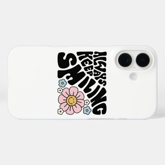 Retro Smiley Face Flower Positive Quote Case-Mate iPhone Case (Achterkant (horizontaal))