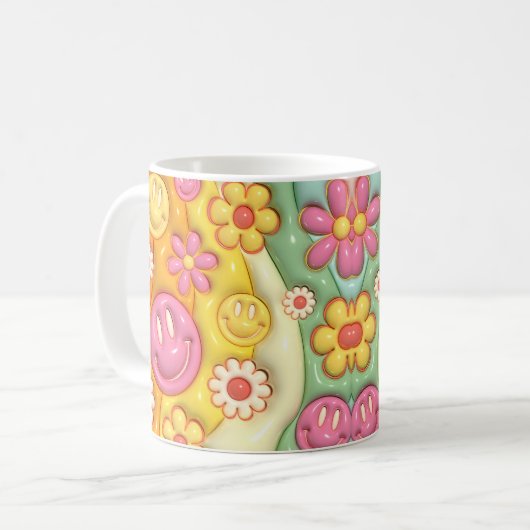 Retro Smiley Koffiemok (Voorkant links)