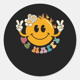 Retro Smiley Smile Face Be Happy Face Trendy Have Ronde Sticker