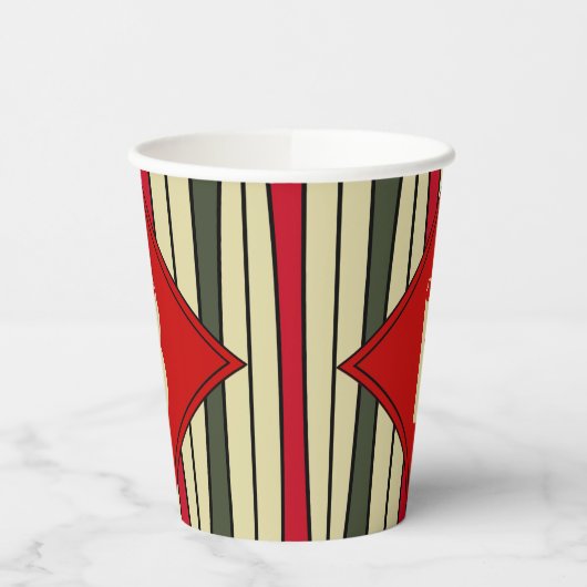 Retro snaarkunst in kerstkleuren - monogram papieren bekers (Links)