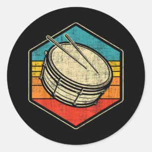 Retro  Snare Drum - Marching Band Drumline Ronde Sticker